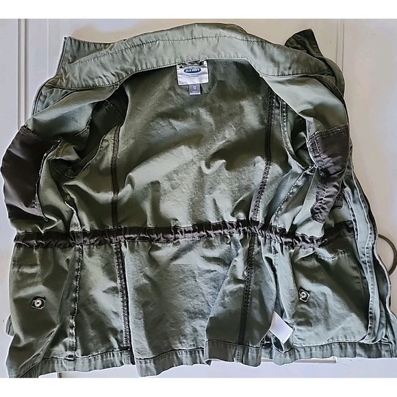 Old Navy Hip-Length Army Olive Green‎ Cotton Twill Jacket Drawstring Waist XS - Picture 4 of 12